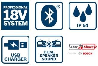 RADIO AKUMULATOROWE GPB 18V-2 C FM BLUETOOTH 0*AH BOSCH RADIO AKUMULATOROWE GPB 18V-2 C FM BLUETOOTH 0*AH BOSCH