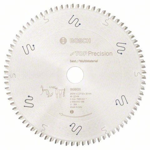 PIŁA TARCZOWA TOP PRECISION BEST FOR MULTI MATERIA 254*30/80 BOSCH PIŁA TARCZOWA TOP PRECISION BEST FOR MULTI MATERIA 254*30/80 BOSCH