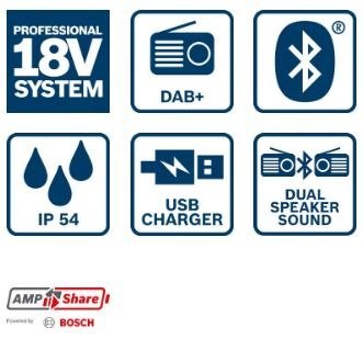 RADIO AKUMULATOROWE GPB 18V-2 SC DAB+/FM BLUETOOTH 0*AH BOSCH RADIO AKUMULATOROWE GPB 18V-2 SC DAB+/FM BLUETOOTH 0*AH BOSCH